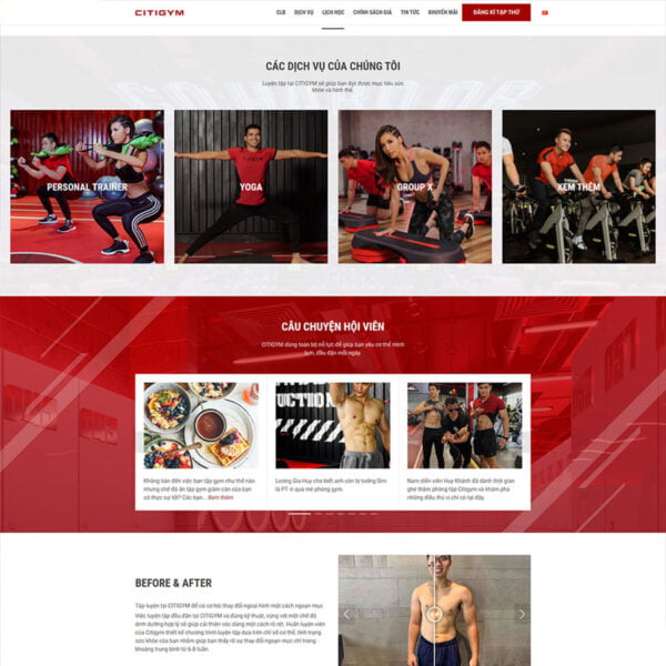 Mẫu thiết kế website phòng tập gym, thể hình
